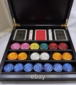 NEW Renzo Romagnoli Poker Chips-Playing Cards-Dice Set in wooden case