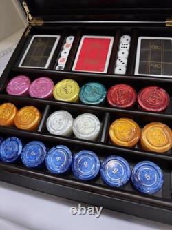 NEW Renzo Romagnoli Poker Chips-Playing Cards-Dice Set in wooden case