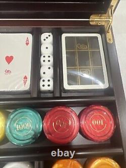 NEW Renzo Romagnoli Poker Chips-Playing Cards-Dice Set in wooden case