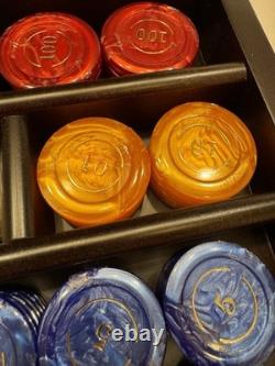 NEW Renzo Romagnoli Poker Chips-Playing Cards-Dice Set in wooden case