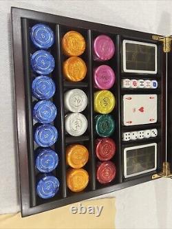 NEW Renzo Romagnoli Poker Chips-Playing Cards-Dice Set in wooden case