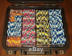 NM Paulson 750 Piece Clay Poker Chip Set Top Hat and Cane & Pelican 1400 Case
