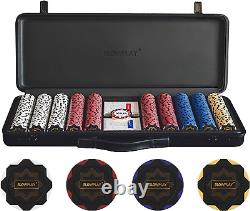 Nash 14 Gram Clay Poker Chips Set for Texas Holdem 500PCS with Leather