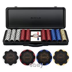 Nash 14g Clay Poker Chips Set for Texas Hold'em, 500 PCS Blank Chips Featur