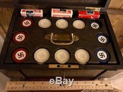 Native American Four Winds Good Luck Swastika Poker Set 300 Chips C-1920s
