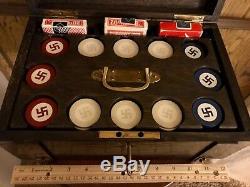 Native American Four Winds Good Luck Swastika Poker Set 300 Chips C-1920s