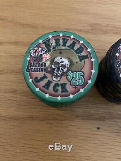 Nevada Jacks Skulls Poker Chip Set Wood Box Felt Lined $25, $100, $500 Chips