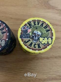 Nevada Jacks Skulls Poker Chip Set Wood Box Felt Lined $25, $100, $500 Chips