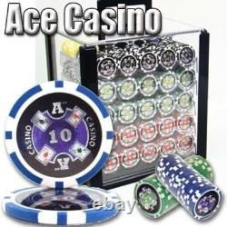 New 1000 Ace Casino Poker Chips Set with Acrylic Case Pick Denominations