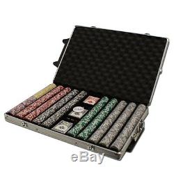 New 1000 Ace King Suited 14g Clay Poker Chips Set with Rolling Case Pick Chips