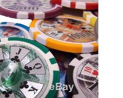 New 1000 Ben Franklin 14g Clay Poker Chips Set with Rolling Case Pick Chips