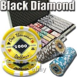 New 1000 Black Diamond Poker Chips Set with Aluminum Case Pick Denominations