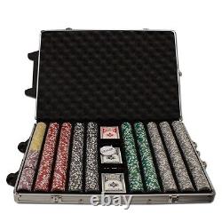New 1000 Black Diamond Poker Chips Set with Rolling Case Pick Denominations