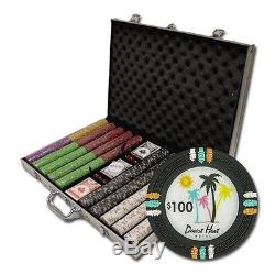 New 1000 Desert Heat 13.5g Clay Poker Chips Set with Aluminum Case Pick Chips