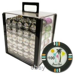 New 1000 Desert Heat Poker Chips Set with Acrylic Case Pick Denominations