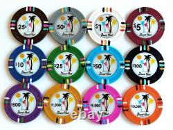 New 1000 Desert Heat Poker Chips Set with Acrylic Case Pick Denominations