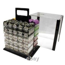 New 1000 Desert Heat Poker Chips Set with Acrylic Case Pick Denominations