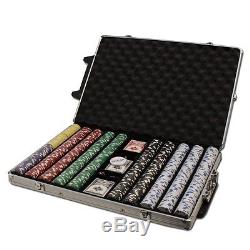 New 1000 Diamond Suited 12.5g Clay Poker Chips Set with Rolling Case Pick Chips