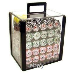 New 1000 High Roller 14g Clay Poker Chips Set with Acrylic Case Pick Chips