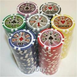 New 1000 High Roller Poker Chips Set with Aluminum Case Pick Denominations