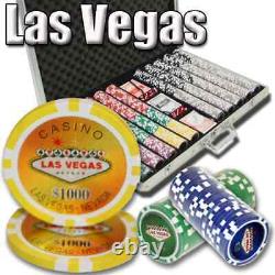 New 1000 Las Vegas 14g Clay Poker Chips Set with Aluminum Case Pick Chips