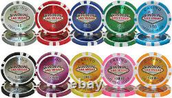 New 1000 Las Vegas 14g Clay Poker Chips Set with Aluminum Case Pick Chips