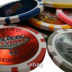 New 1000 Las Vegas 14g Clay Poker Chips Set with Aluminum Case Pick Chips