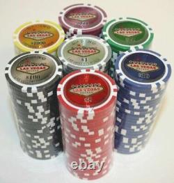New 1000 Las Vegas 14g Clay Poker Chips Set with Rolling Case Pick Chips