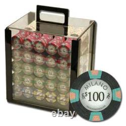 New 1000 Milano Clay Poker Chips Set with Acrylic Case Pick Denominations