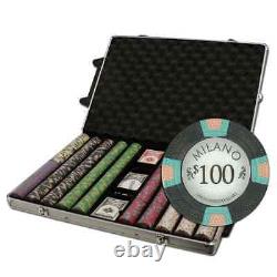 New 1000 Milano Clay Poker Chips Set with Rolling Case Pick Denominations