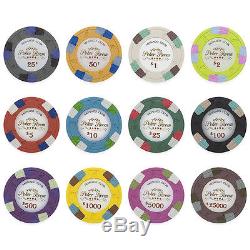 New 1000 Monaco Club 13.5g Clay Poker Chips Set with Acrylic Case Pick Chips
