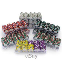 New 1000 Monaco Club 13.5g Clay Poker Chips Set with Acrylic Case Pick Chips