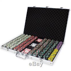 New 1000 Monaco Club 13.5g Clay Poker Chips Set with Aluminum Case Pick Chips