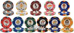 New 1000 Nile Club 10g Ceramic Poker Chips Set with Acrylic Case Pick Chips