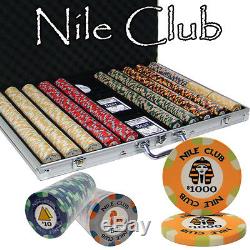 New 1000 Nile Club 10g Ceramic Poker Chips Set with Aluminum Case Pick Chips