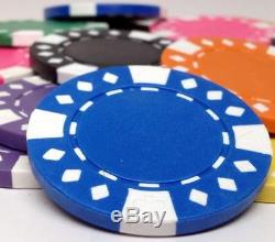 New 1000 Piece Diamond Suited 12.5 Gram Poker Chips Set Acrylic Case Pick Colors