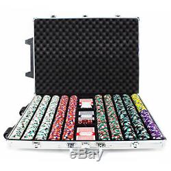 New 1000 Poker Knights 13.5g Clay Poker Chips Set with Rolling Case Pick Chips