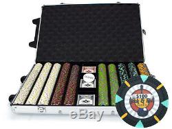 New 1000 Rock & Roll 13.5g Clay Poker Chips Set with Rolling Case Pick Chips