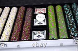 New 1000 Rock & Roll 13.5g Clay Poker Chips Set with Rolling Case Pick Chips