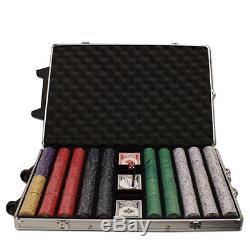 New 1000 Scroll 10g Ceramic Poker Chips Set with Rolling Case Pick Chips