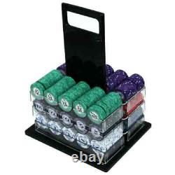 New 1000 Scroll Ceramic Poker Chips Set with Acrylic Case Pick Denominations
