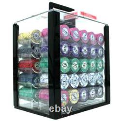 New 1000 Scroll Ceramic Poker Chips Set with Acrylic Case Pick Denominations