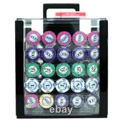 New 1000 Scroll Ceramic Poker Chips Set with Acrylic Case Pick Denominations