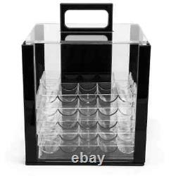 New 1000 Scroll Ceramic Poker Chips Set with Acrylic Case Pick Denominations