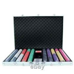 New 1000 Scroll Ceramic Poker Chips Set with Aluminum Case Pick Denominations