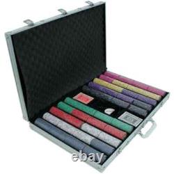New 1000 Scroll Ceramic Poker Chips Set with Aluminum Case Pick Denominations