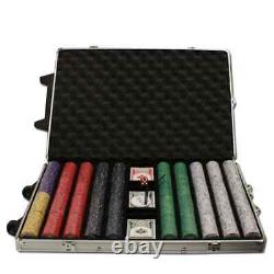 New 1000 Scroll Ceramic Poker Chips Set with Rolling Case Pick Denominations