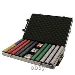 New 1000 Scroll Ceramic Poker Chips Set with Rolling Case Pick Denominations