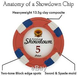 New 1000 Showdown 13.5g Clay Poker Chips Set with Rolling Case Pick Chips