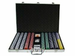 New 1000 Striped Dice 11.5g Clay Poker Chips Set with Aluminum Case Pick Chips